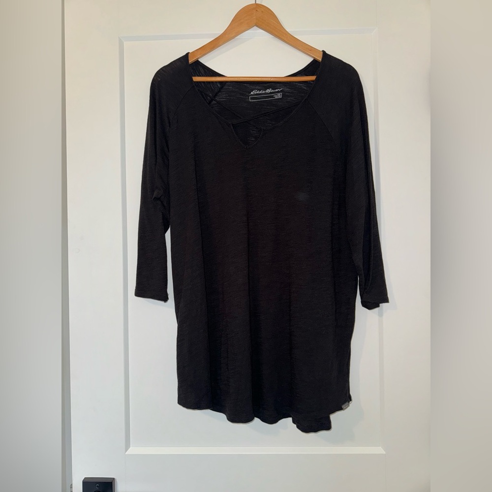 Eddie Bauer 3/4 Sleeve Black Top